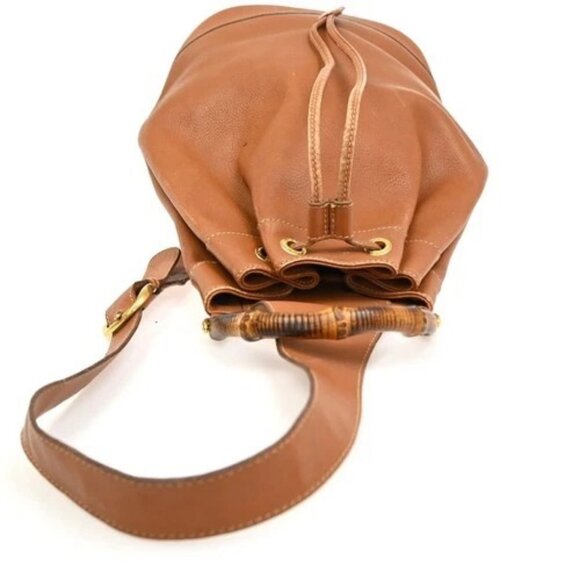 GUCCI Logo Bamboo 2way One Shoulder Body Hand Bag Brown Gold Italy 61EG228 - Picture 4 of 16